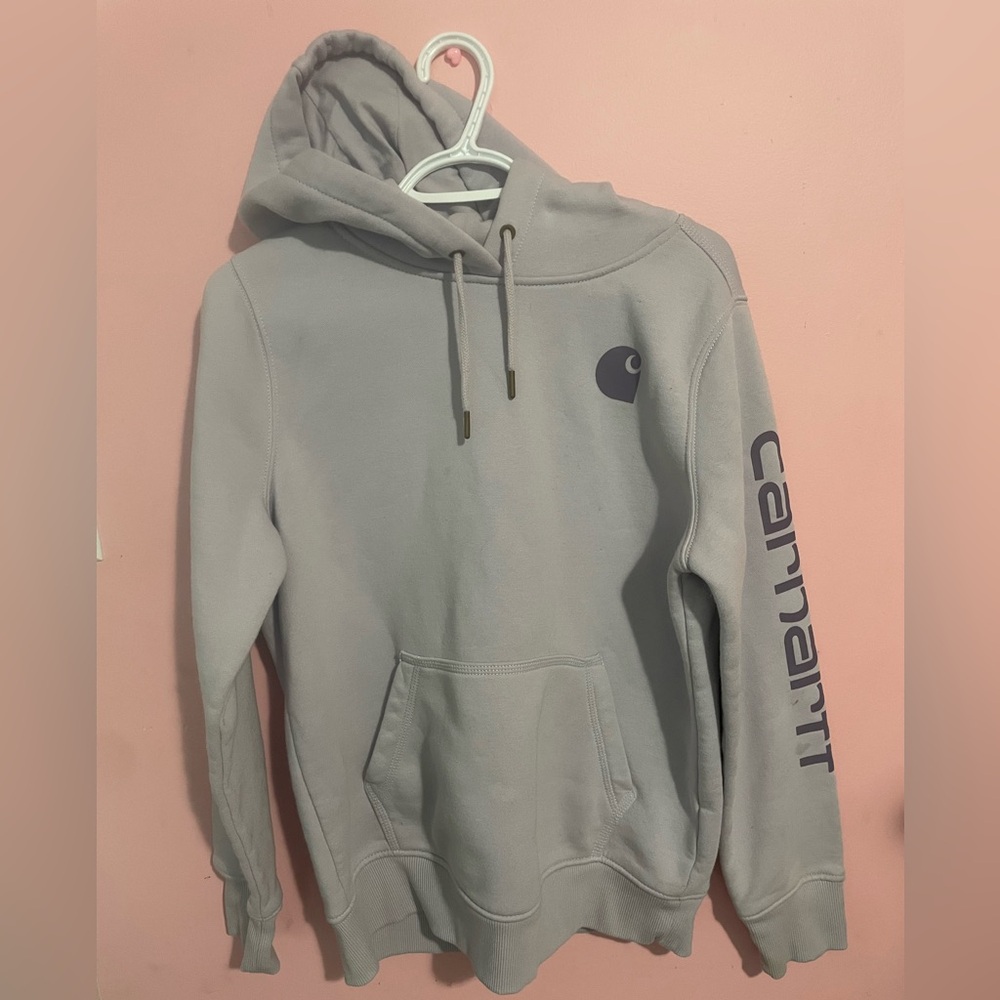 Women’s Logo Sleeve Graphic Carhartt Hoodie in Mica/Wisteria Size Medium